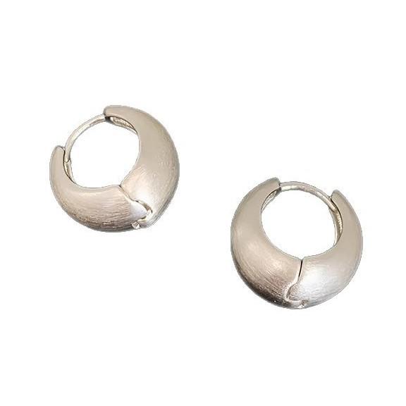 Retro Heavy Industry Small Matte Silver Glossy Metal Circle Earrings Women's Personality Fashion Cold Wind Temperament Earrings Women
