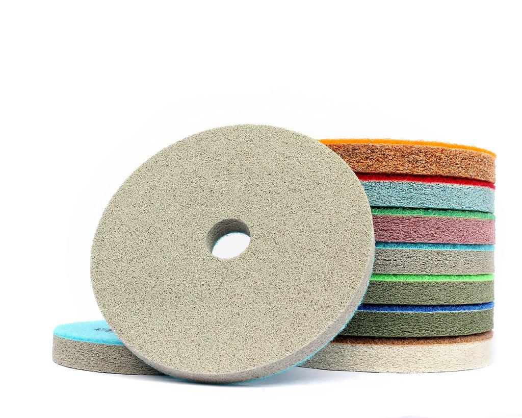 Z-LION 7-Piece Diamond Sponge Polishing Pads, Wet Buffing Pads, Hoop & Loop Buffing Wheels for Grinders, Clean Granite and Marble (4-inch)