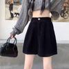 High Waist Women Corduroy Shorts Stripe Loose Streetwear Ins Wide Leg Short Pants  Beachwear