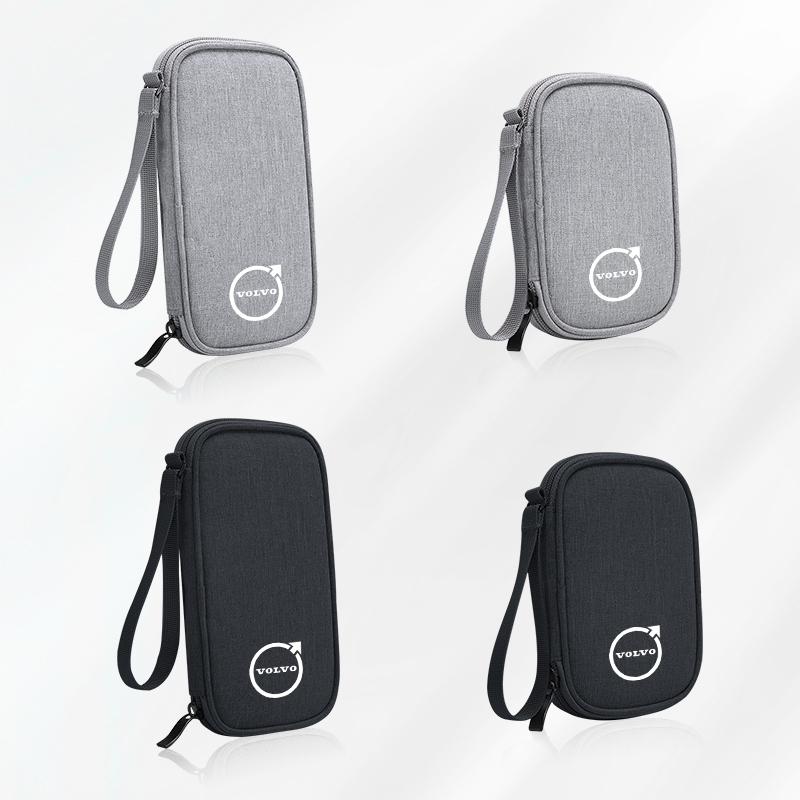 

Car Data Cable Storage Bag Waterproof Organizer Box For Volvo C60 V40 C30 V70 V50 V90 XC40 XC90 SC60 190h XC S80 S90 R S60 V60 S&Black