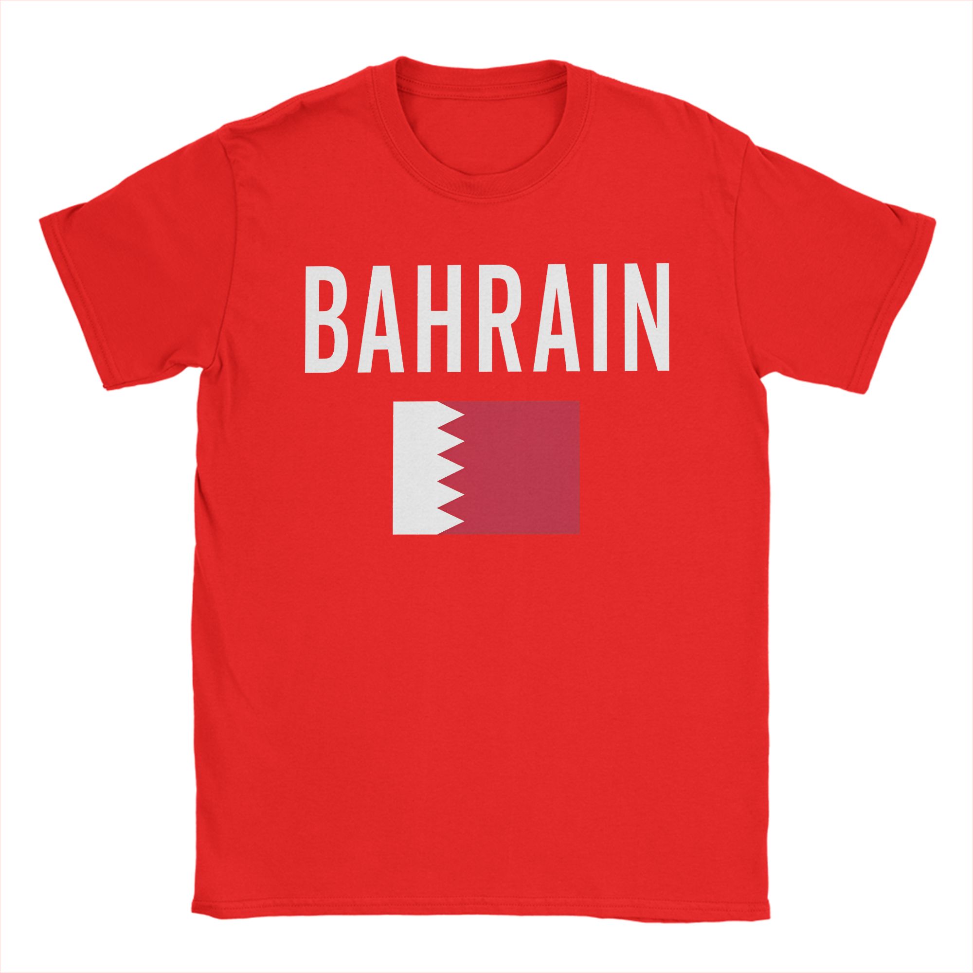 

Bahrain Flag Unisex T Shirt Novelty Tee Shirt Short Sleeve Round Neck TShirts Pure Cotton Printed Tops S