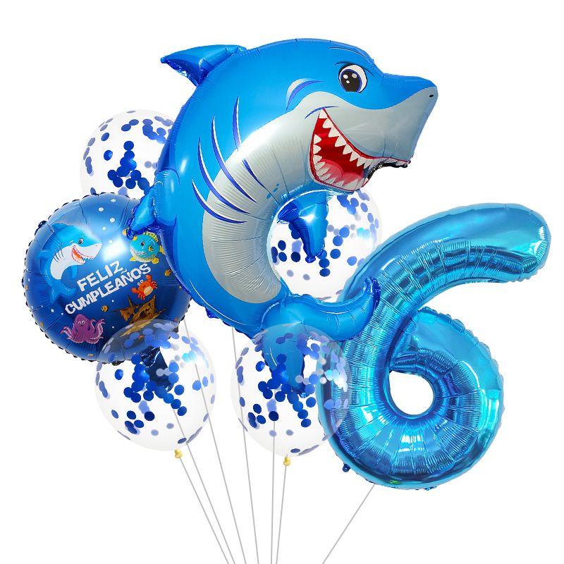 Ocean Theme Balloon Set Kids Birthday Number Balloon Decor