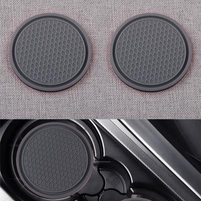 2pcs Silicone Car 7cm Cup Holder Anti Slip Ert Coasters Pad Mat Gray
