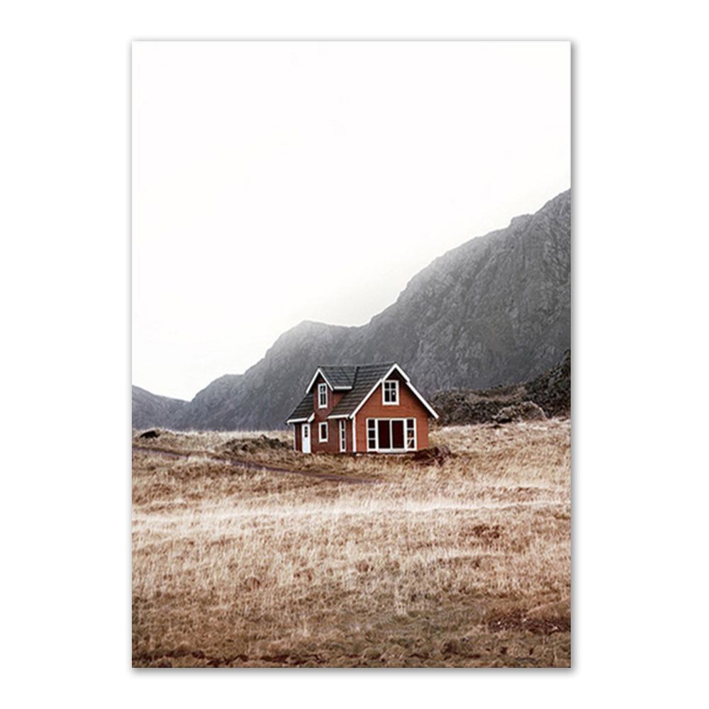 Beige Natural Wall Art Canvas Poster Print Reed Dandelion Grass Cow Canvas Painting Wall Pictures for Living Room Decorative Art