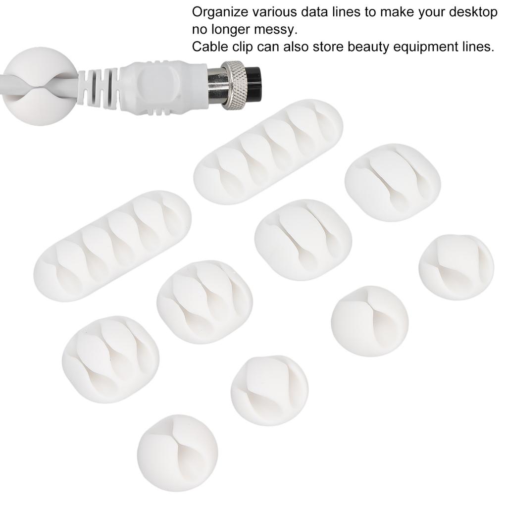 10pcs Cable Clip Cord Self Adhesive Wire Management for Beauty Equipment Desk Data Lines