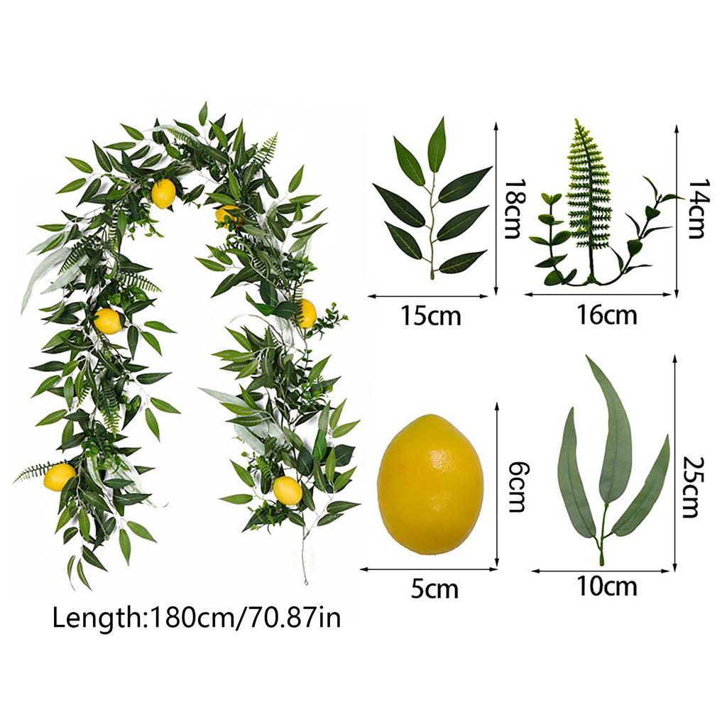 Artificial Lemon Garland Decorative Lifelike Greenery Lemon Vine Garland for Home Wedding Decoration