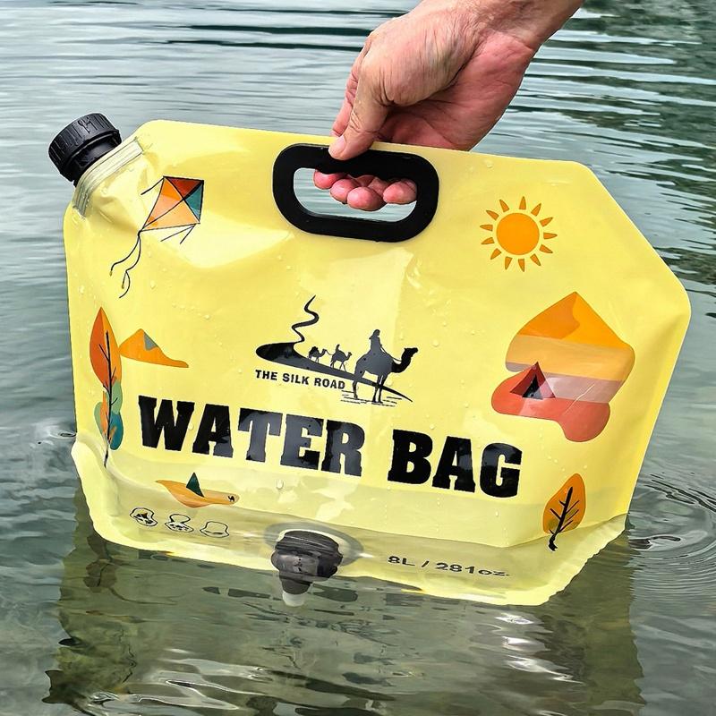8L Camping Water Bag Portable Folding Water Storage Jug with Faucet Large Capacity Reusable Water Carrier for Outdoor Hiking Picnics BBQ
