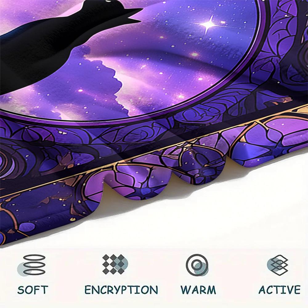 Black Cat Print Flannel Blanket, High Quality Comfortable for All Seasons, Home Decor, Warmth and Comfort, Perfect for Christmas Gifts