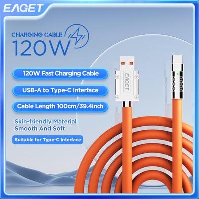Cable de Carga Rápida de 120W USB a Interfaz Tipo-c para Xiaomi Samsung Huawei Andriod Cable de Carga de Datos Tipo C Cordón