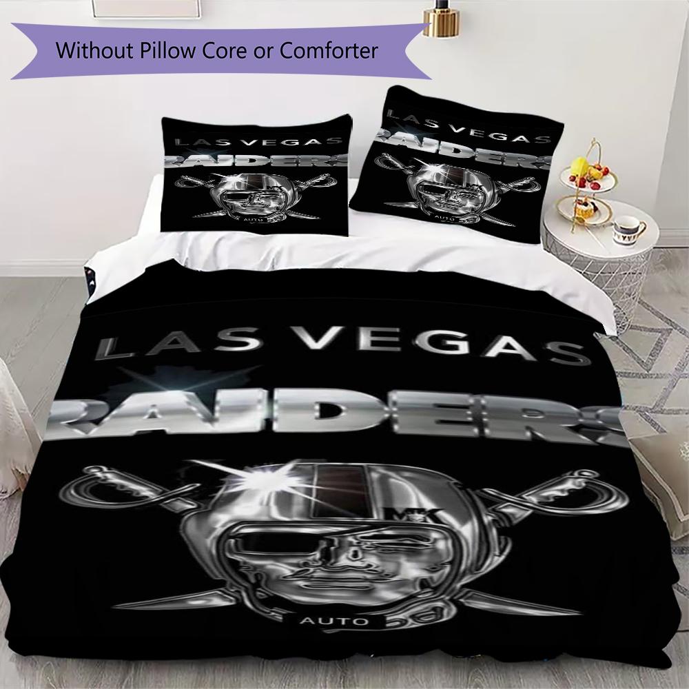 Las Vegas Raiders Pattern Bedding uilt Set uilt Cover Pillowcase Home Decoration Birthday Gift (1*duvet cover + 2*pillowcase without core)