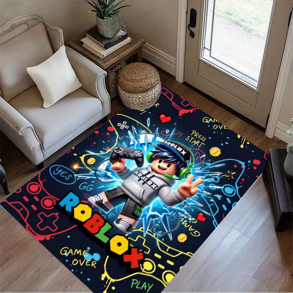 Roblox Neon Roblox Graffiti Area Rug Design For Living Rooms Decorate Room Balcony Foyer Antislip Rug Office Home Decor Perfect Gift For Friends Famil