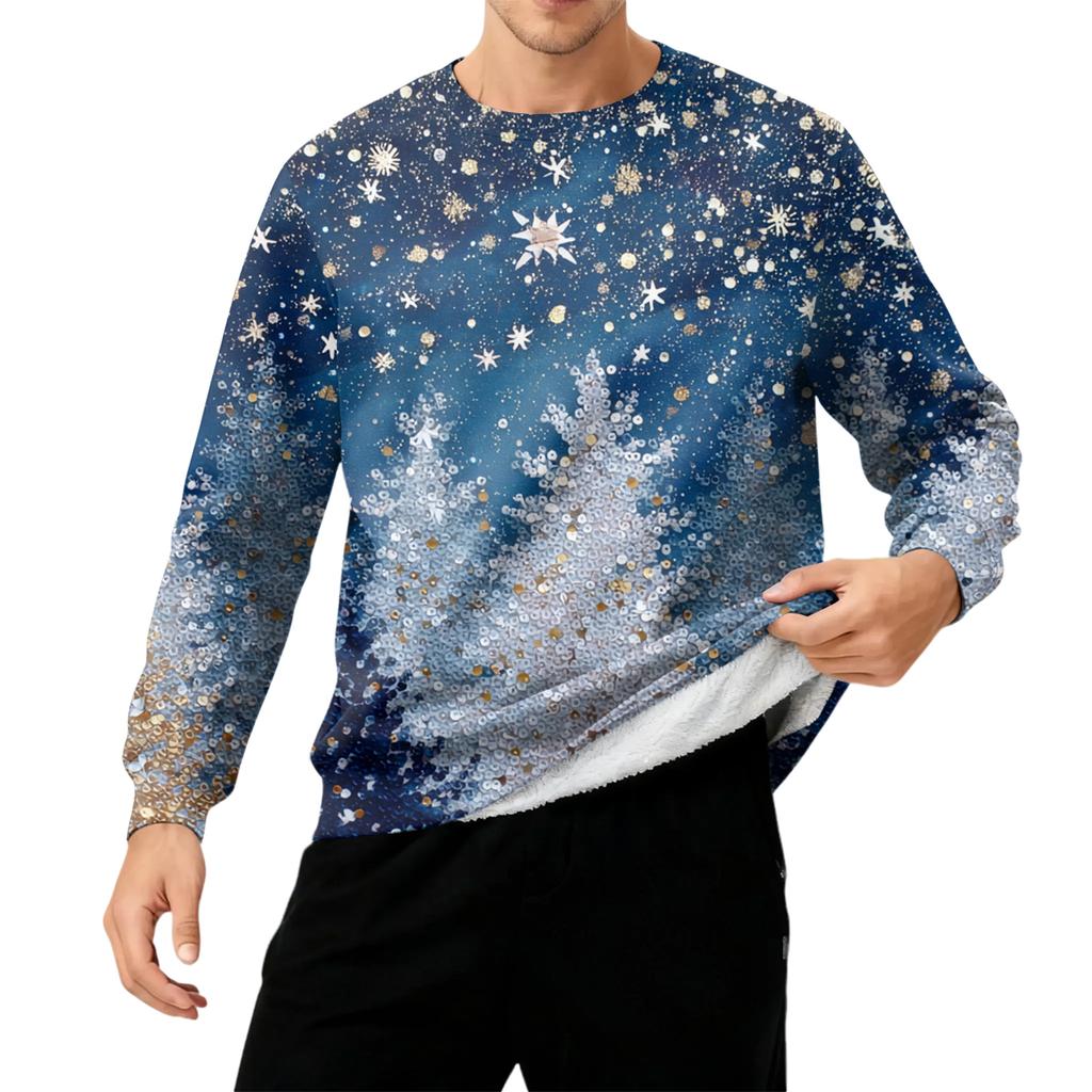 Men's Round Neck Fleece-Lined Thick Warm Sweatshirt