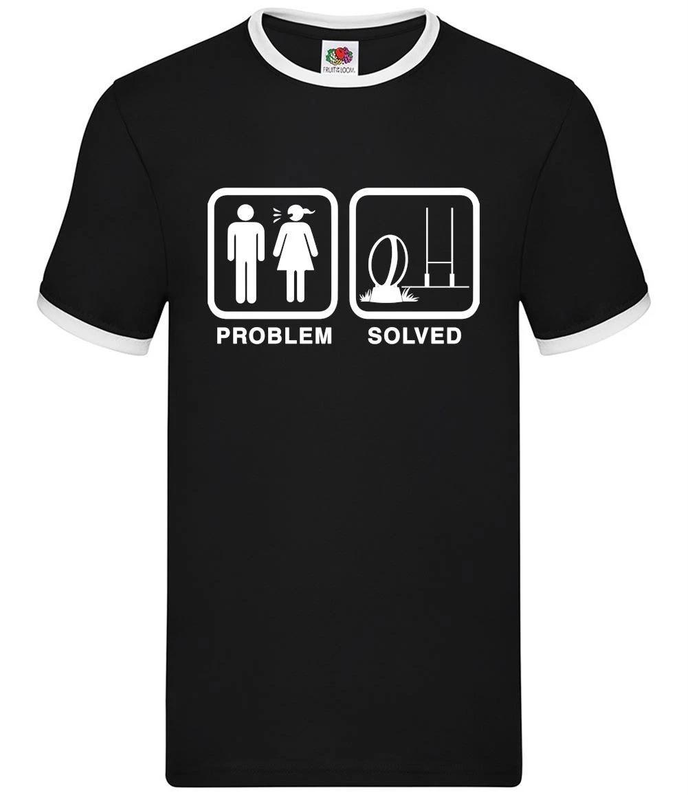 Problem Solved Rugby - Mens Ringer - League 6 Union Nations Funny Wife England XXL