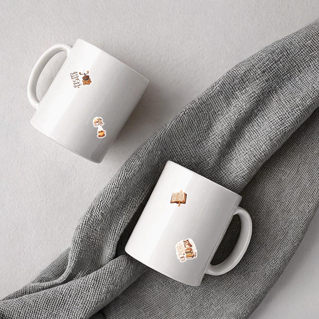 35-50pcs Vintage Coffee Stickers Retro Retro Coffee Scrapbooking Sticker Decals Diy Laptop Cup Decoration Waterproof Graffiti