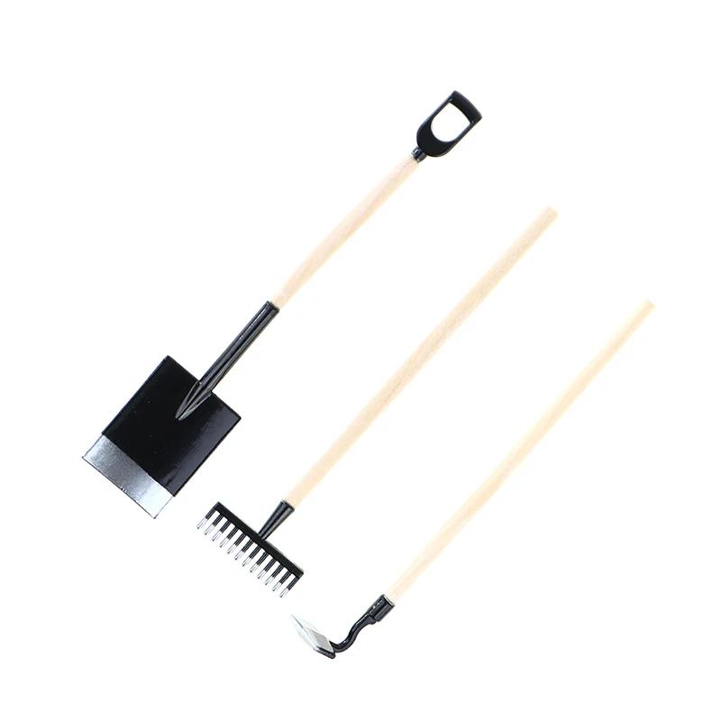 1/12 Dollhouse Miniature Simulation Hoe Farm Axe Spade Shovel Hoe Rake Watering Pot Hammer Farm Gardening Tools Accessories Set