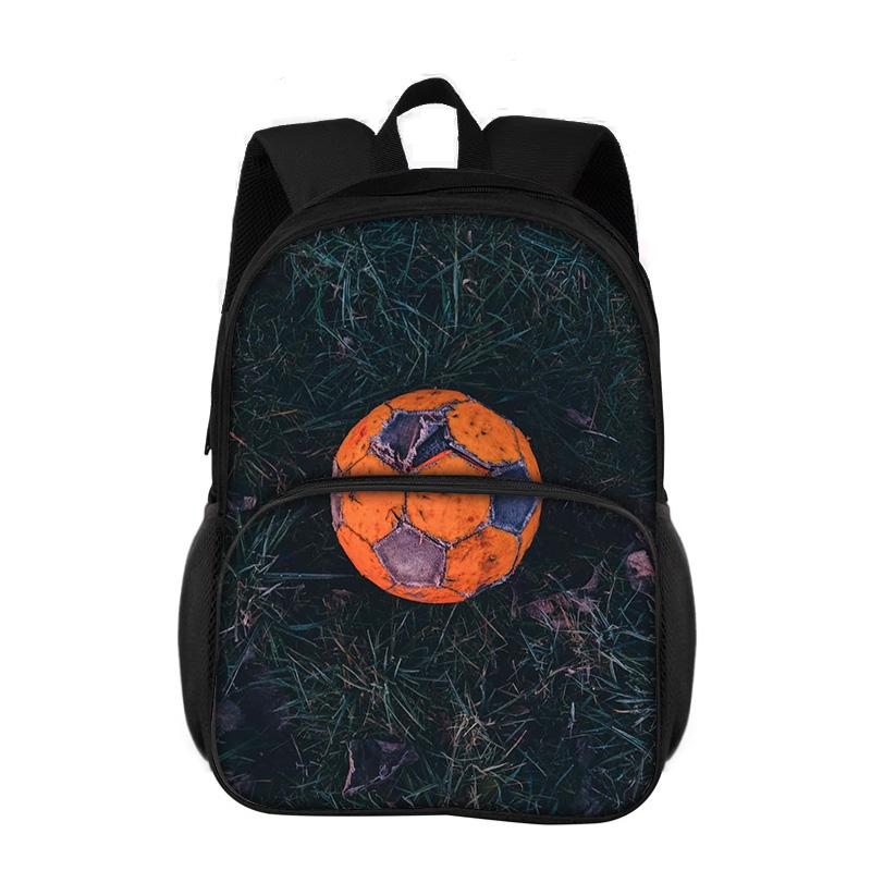 Soccer round front bag backpack, new sports style youth football print best partner for male and female students going to school