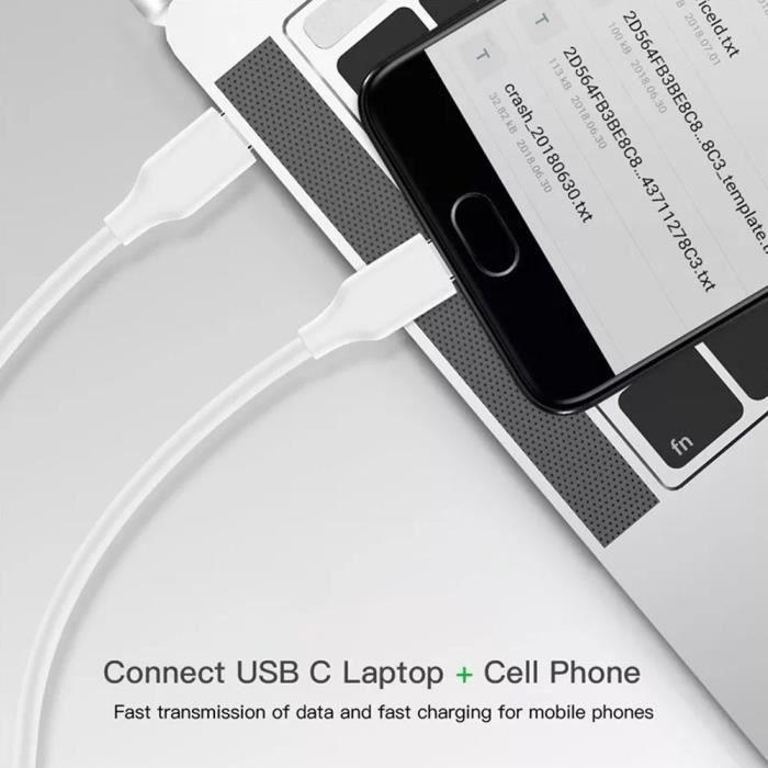 Cables USB-C vers USB-C 1M pour Samsung A56 A53 5G A52 4G-5G A33 5G A22 A04s A13 A12 - Blanc - Lot 2
