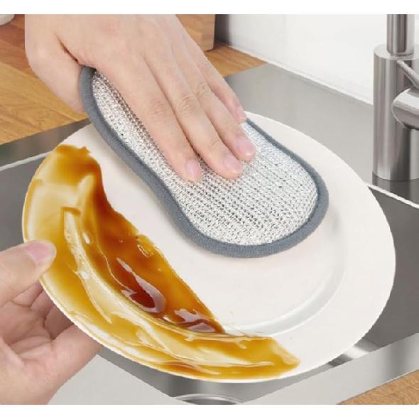 Multi-Purpose Non-Scratch Kitchen Sponge – Dual-Sided Microfiber Dish Sponge with Heavy-Duty Scrubbing Power – Effortlessly Cleans Dishes, Pots,