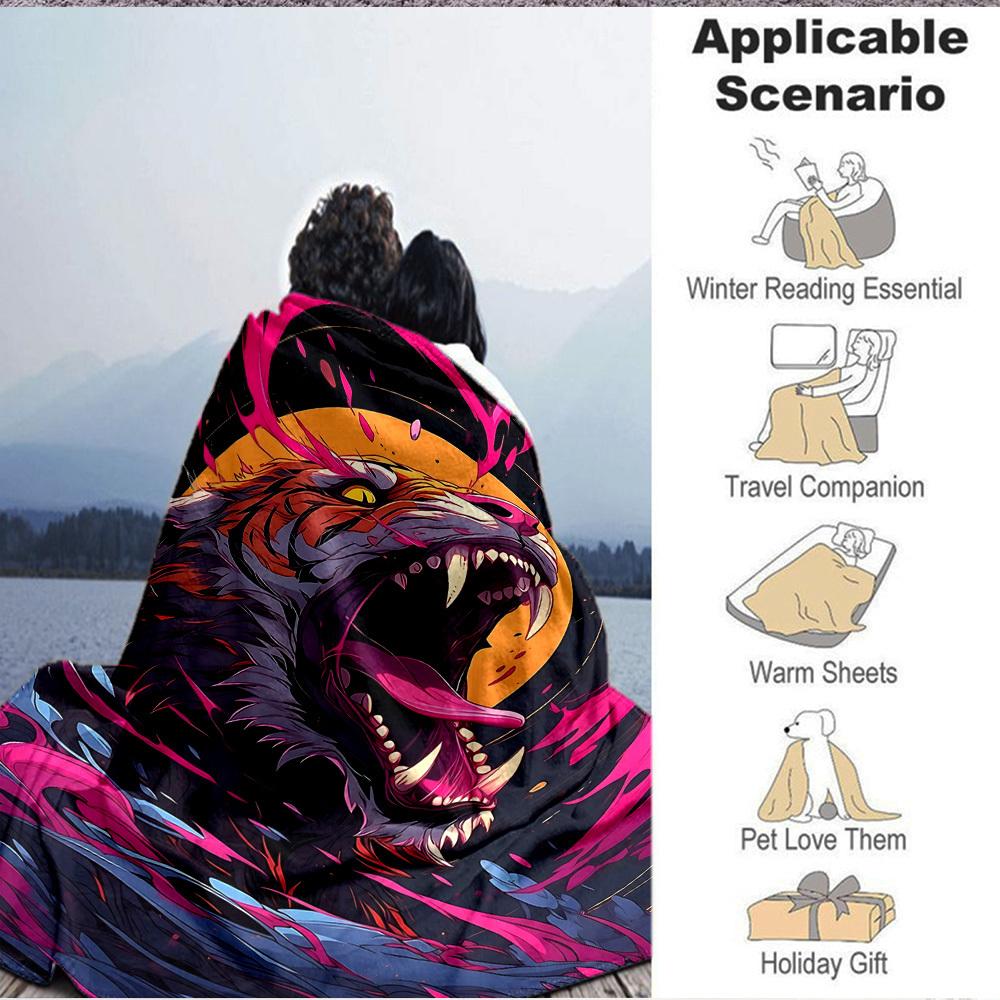 1pc Tiger Roar Blanket - Perfect Gift for Birthdays, Christmas & Halloween- Soft, Warm & Versatile yy250909083