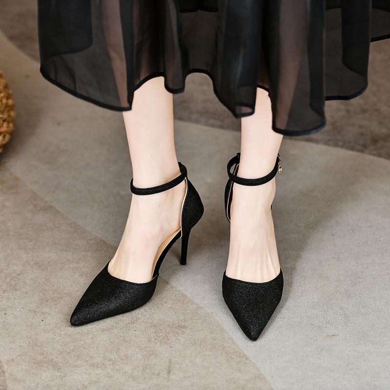 Fashion Womens High Heels2024Summer Sexy Pointed Toe Nightclub Party Shoes Patent Leather Slip-on Shallow Top Womens High Heels