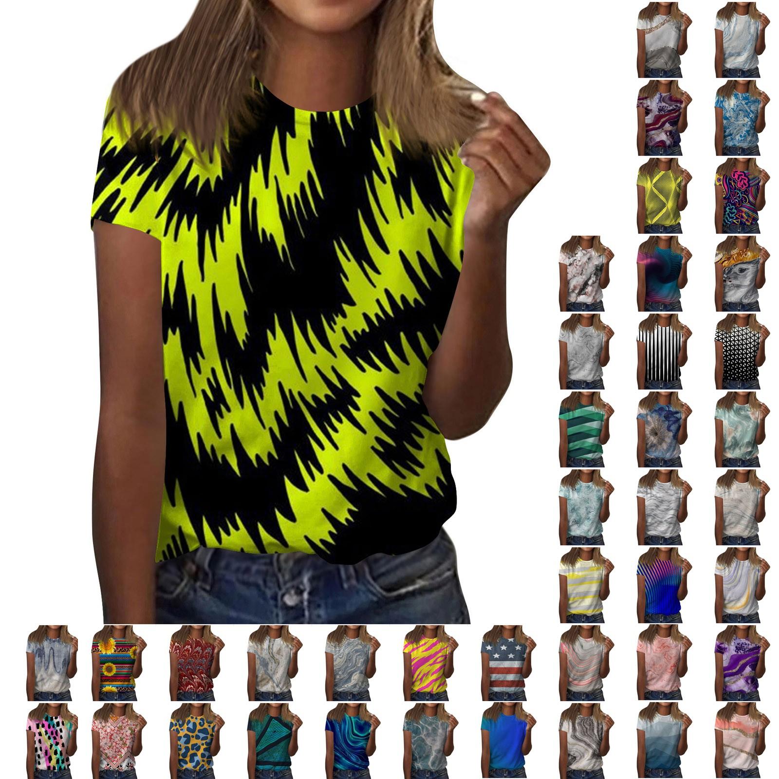 

Женская повседневная футболка с короткими рукавами и круглым вырезом с принтом