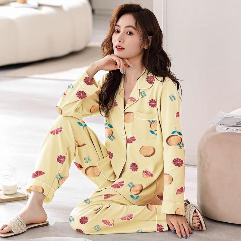 Damen Übergröße Langarm Pyjama Set - Frühling, Sommer, Herbst Homewear