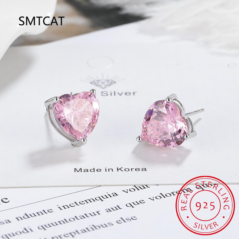 D VVS1 Heart Moissanite Earrings for Women Lab Grow Diamond Solid 925 Silver Plated Gold Stud Earring Oorbellen