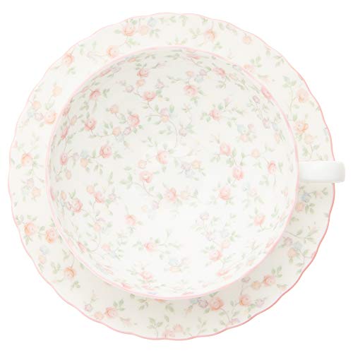 Noritake Tea Cup & Saucer, 180cc, Cutie Rose Design, Microwave-Safe, Bone China, T58043A/9940