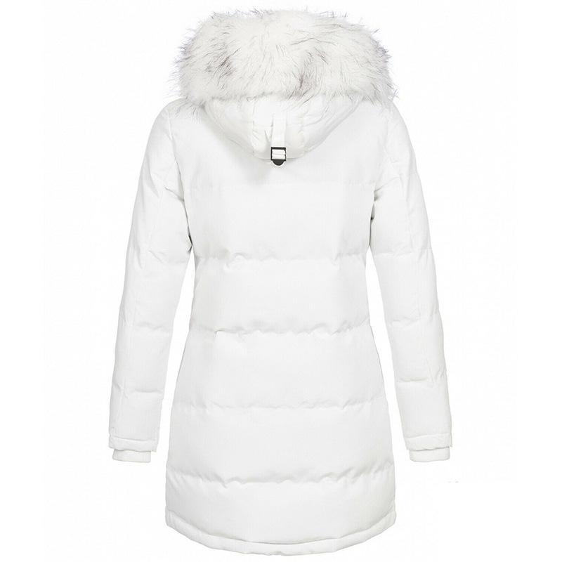 Women's Hooded Slim Fit Cotton Coat - European & American Style, Mid-Length, Solid Color, Warm Outerwear for Autumn & Winter