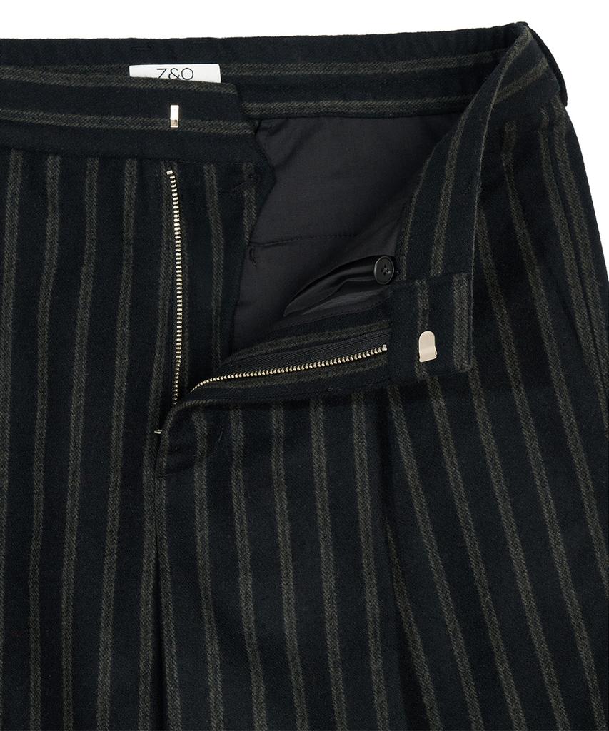 ZNO Striped Wool One-Pleat Pants