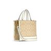 Coach Signature Canvas Leather Trim Mini Tote Crossbody Bag for Daily Use