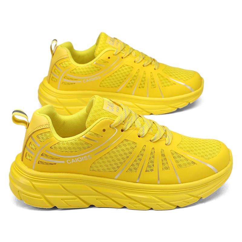 

Горячие летние сетчатые дышащие кроссовки для бега для пар, модные желтые мужские спортивные кроссовки, противоударные, нескользящие женские спортивные туфли 45
