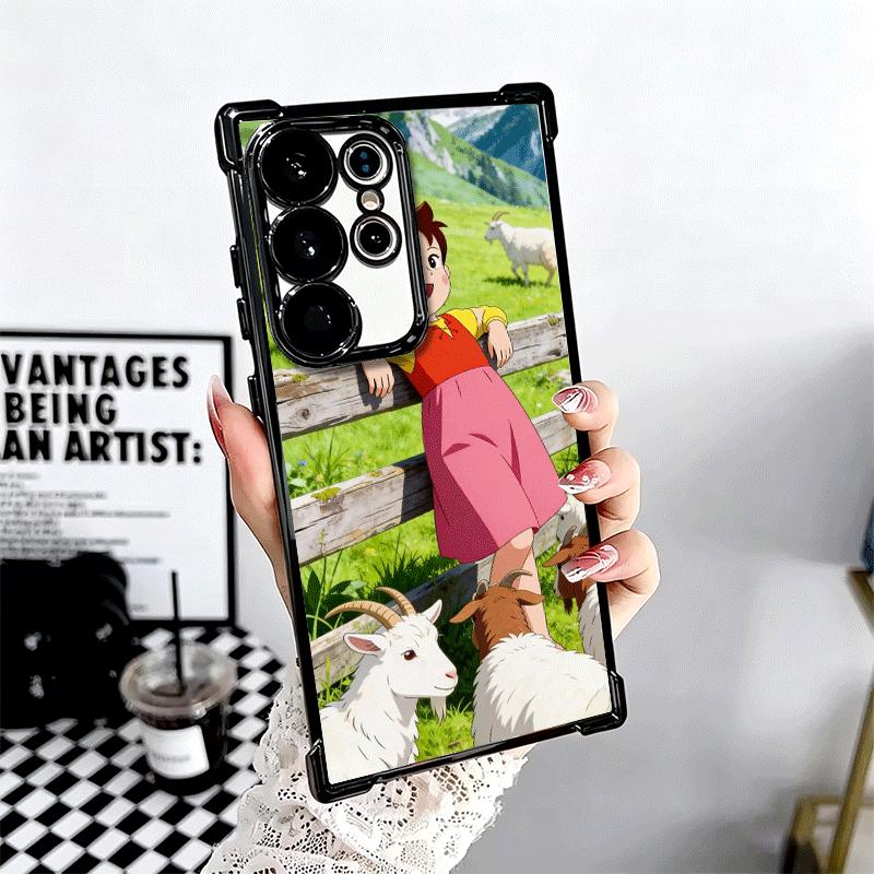 Heidi Cartoon Cute Plating Phone Case For Samsung Galaxy S24 S25 FE S26 Edge S23 Ultra S22 S21 Plus S20 Anti-Fall Airabag Cover