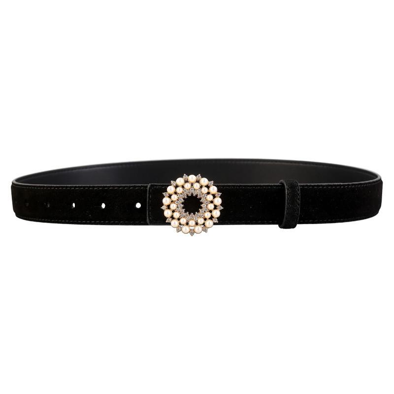 

Casual Leather Belt For Women With Alloy Buckle And Twotone Leather For Daily Wear чёрный