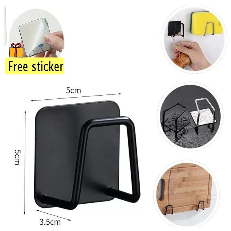 Kitchen Sponges Holder Stainless Steel Sink Sponges Drain Drying Rack Self Adhesive Storage Holder Wall Hooks Kitchen Organizer