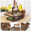 Mesa de Vinho Portátil para Exterior, Suporte para Vinho e Frutas, Festa de Churrasco, Mesa Redonda, Madeira Dobrável, Jardim, Piquenique, Bandeja para Snacks