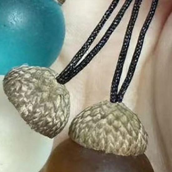 5Pcs Acorn Pendant Sea Glass Handmade Ornament with Natural Acorn Caps Small Nature Hanging
