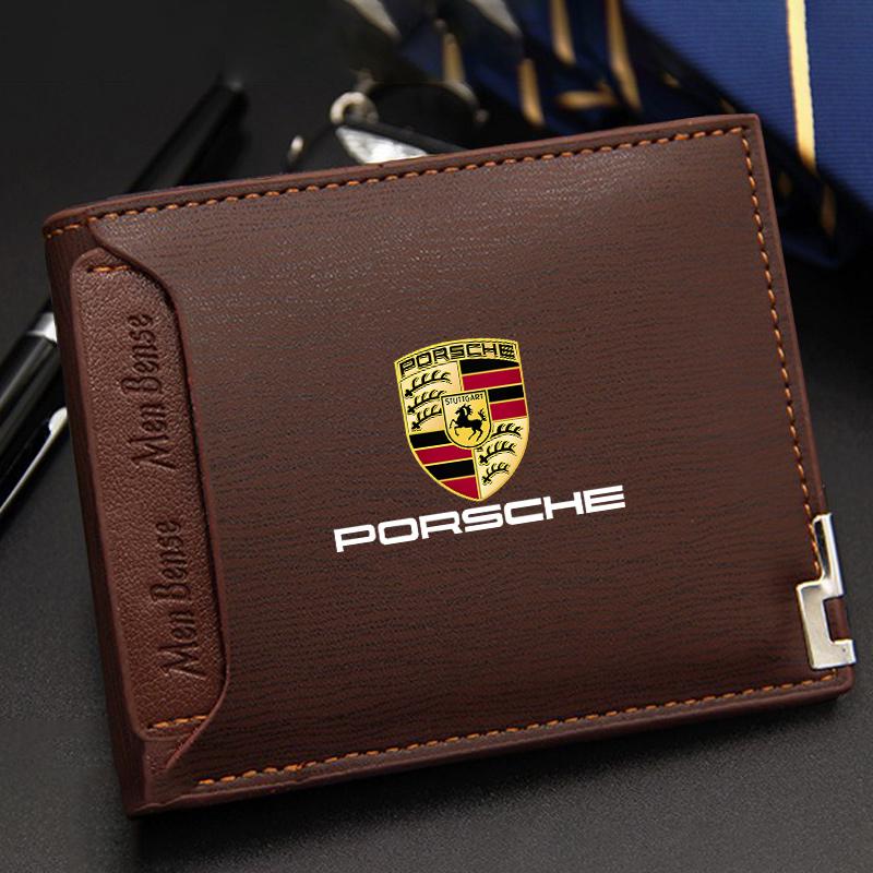 Führerschein-Organizer Kartenhalter für Versicherung Auto-Emblem Weiche Geldbörse Für Porsche 911 Cayenne 918 Pajun 718 Panamera Macan kaffeebraun
