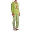 Ensemble de pyjama de Noël à manches longues pour homme avec haut à imprimé graphique et pantalon rayé Vêtements de nuit doux et confortables pour la saison des fêtes