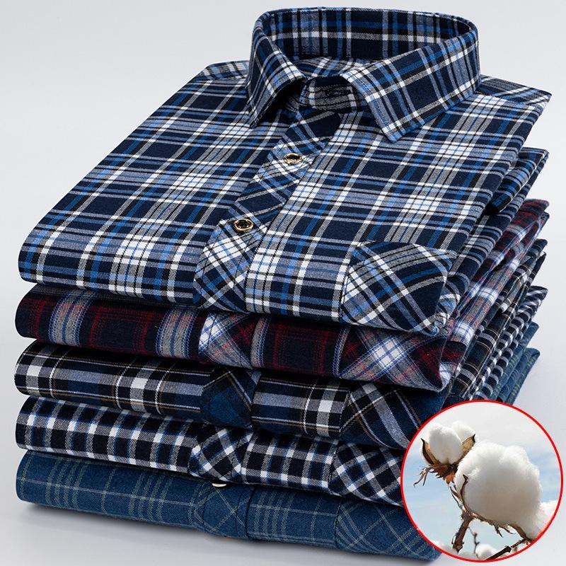Flannel Shirt Jackets for Men Long Sleeve Regular Fit Button Down Work Shirts Outwear Men's Casual Plaid Heavyweight Cotton Shirt With Pockets