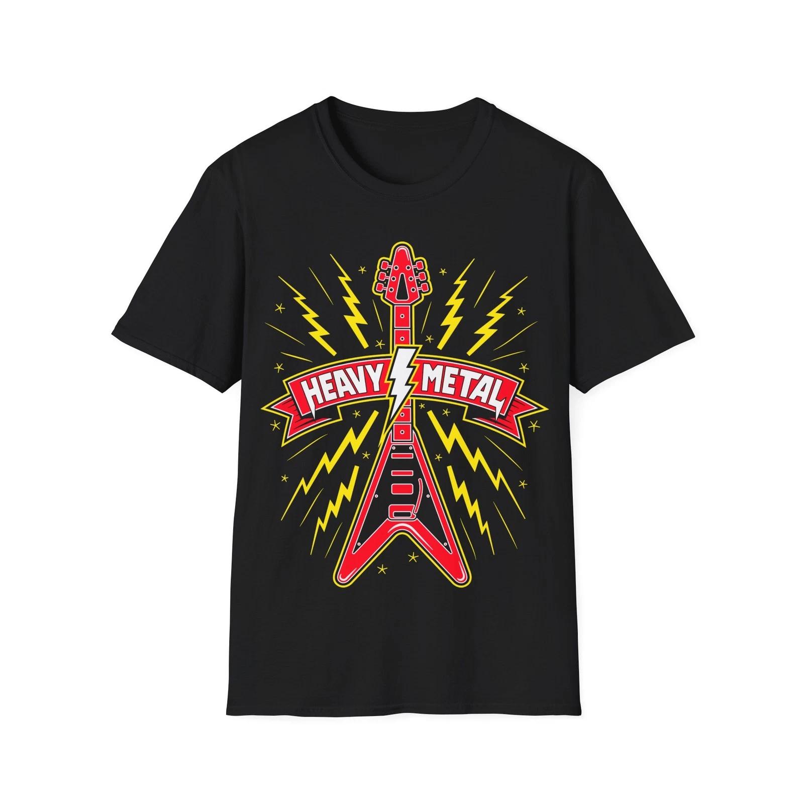 Heavy Metal Guitar T-Shirt, Metal Music Fan Tee, Regular Fit Top L
