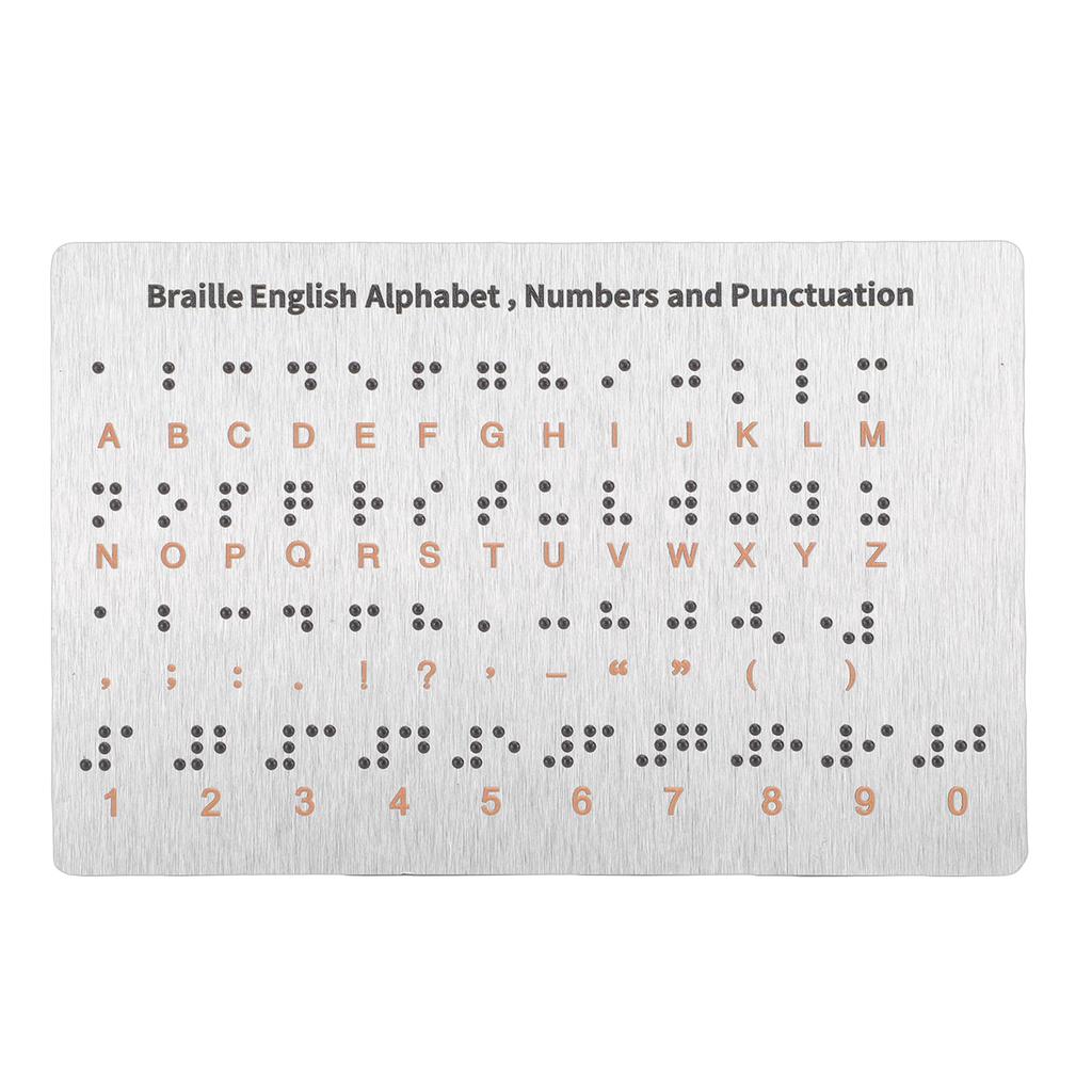Aluminum Braille Alphabet Board with Raised Dots for Beginners Learning Tool Braille Education Board
