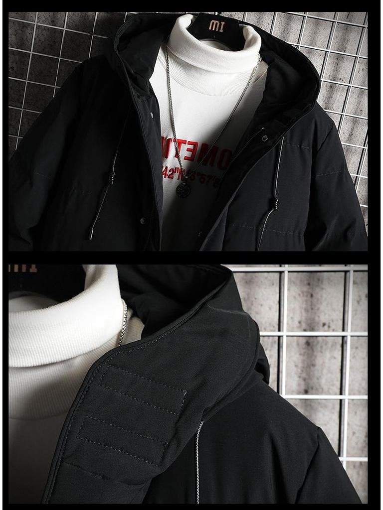 Men's Winter Hooded Mid-Length Plus Size Warm Coat