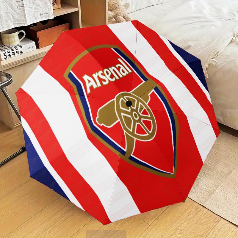 Arsenal Football Club Crest Automatic Folding Umbrella - 8-Rib Travel Umbrella with Auto Open/Close & Portable Gifts for Holidays or Birthdays