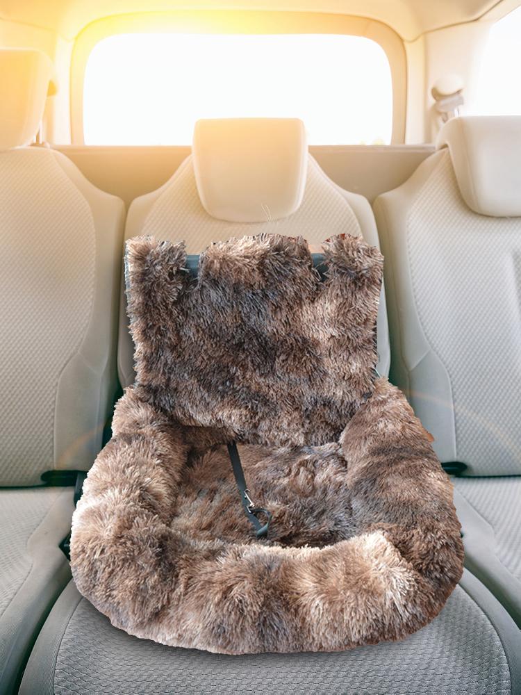Non-slip Dogs Travel Bed with Safety Straps Soft Plush Dog Seat Pet Car Booster Seat for Small Medium Large Dogs