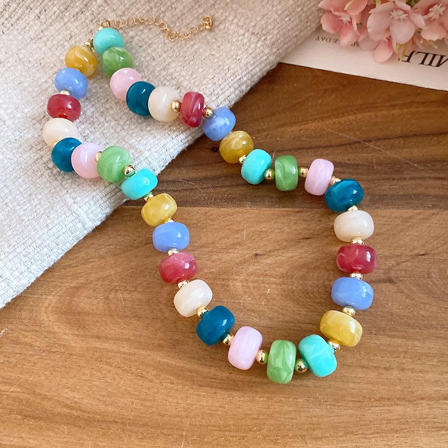 Exaggerated Trendy Handmade Beaded Geometric Necklace Multi Color Casual Jewelry
