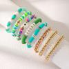 Korean version of fashion new multi-layer elastic thread soft pottery love smiley face bracelet set retro handmade pearl jewelry women