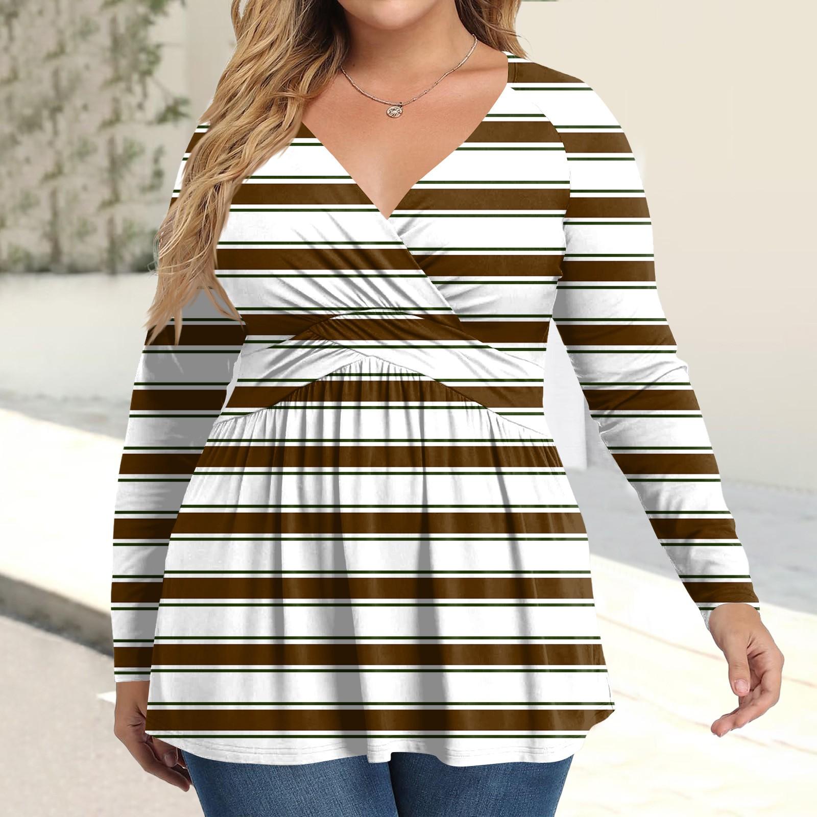 

Женская рубашка большого размера с длинным рукавом, принт, плиссированный повседневный топ с V-образным вырезом L