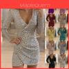 Elegant Women Sequin Christmas Bodycon Dress For Evening Parties And Events