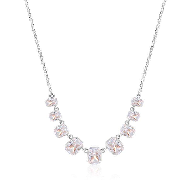 

Square Diamond Copper Alloy Necklace - European & American Style, Two Colors, Fashionable & Versatile, Niche Design, Timeless Elegance. Copper Alloy